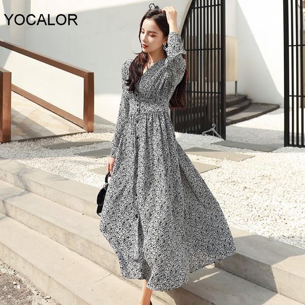 casual dresses yocalor vinatge floral a-line women dress 2021 single-breasted v-neck full sleeve slim elastic waist chiffon midi female, Black;gray
casual dresses yocalor vinatge floral a-line women dress 2021 single-breasted v-neck full sleeve slim elastic waist chiffon midi female, Black;gray