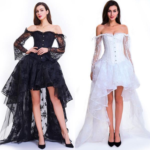 woman bustiers steampunk corset dress womens medieval victorian gothic lace bustiers corset + irregular skirt wedding party corset dres, Black;white
woman bustiers steampunk corset dress womens medieval victorian gothic lace bustiers corset + irregular skirt wedding party corset dres, Black;white