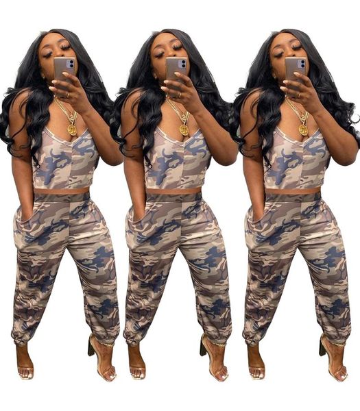women's tracksuits 2021 women camouflage print sleeveless v-neck cropped t-shirt asual harem pants two pieces sets high street wear, Gray
women's tracksuits 2021 women camouflage print sleeveless v-neck cropped t-shirt asual harem pants two pieces sets high street wear, Gray