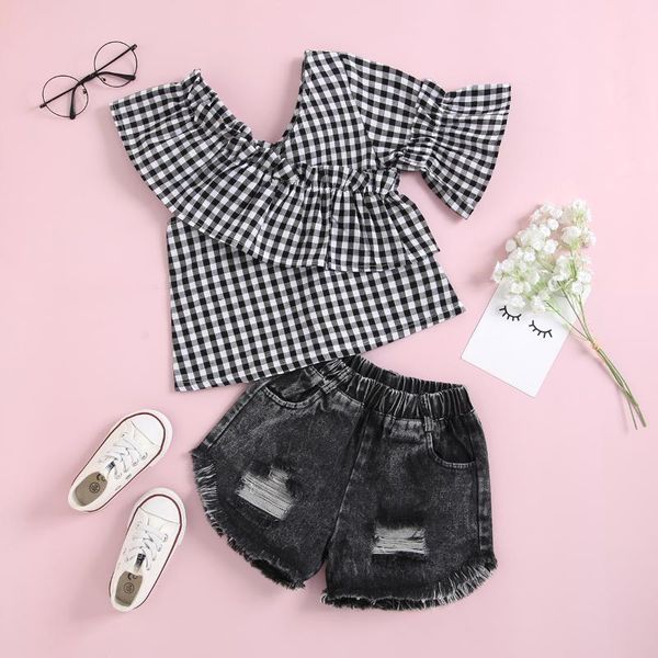 clothing sets focusnorm 1-7y summer fashion girls clothes 2pcs one shoulder plaid printed t shirts denim shorts, White
clothing sets focusnorm 1-7y summer fashion girls clothes 2pcs one shoulder plaid printed t shirts denim shorts, White