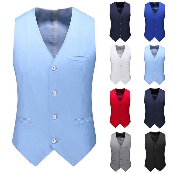 men's vests single-breasted mens suit vest solid pockets blazers casual waist coat formal slim fit autumn working clothes vintage, Black;white
men's vests single-breasted mens suit vest solid pockets blazers casual waist coat formal slim fit autumn working clothes vintage, Black;white