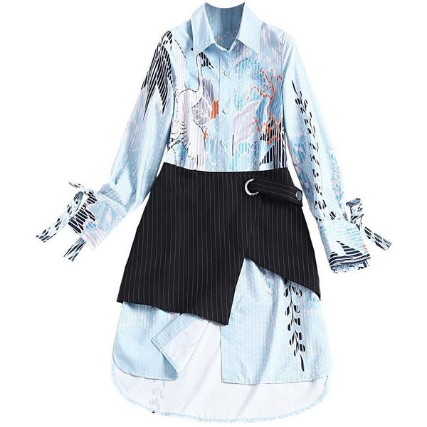 two piece dress print hit color set for women turn down long sleeve shirt high waist skirts female suit 2021 spring fashion, White
two piece dress print hit color set for women turn down long sleeve shirt high waist skirts female suit 2021 spring fashion, White