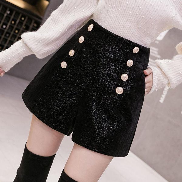 women's shorts black double breasted gold velvet women korean high waist loose casual short pants solid color wide leg femme y26, White;black
women's shorts black double breasted gold velvet women korean high waist loose casual short pants solid color wide leg femme y26, White;black