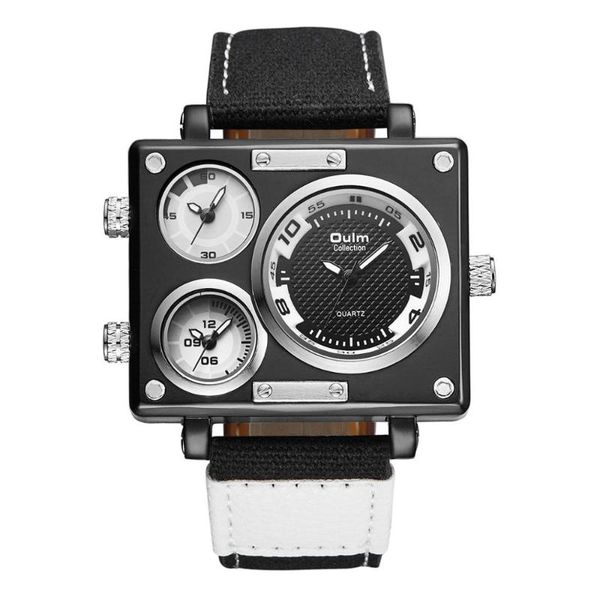 wristwatches oulm sport watch 3 time zone watches men canvas square dial quartz clock male big size wristwatch, Slivery;brown
wristwatches oulm sport watch 3 time zone watches men canvas square dial quartz clock male big size wristwatch, Slivery;brown