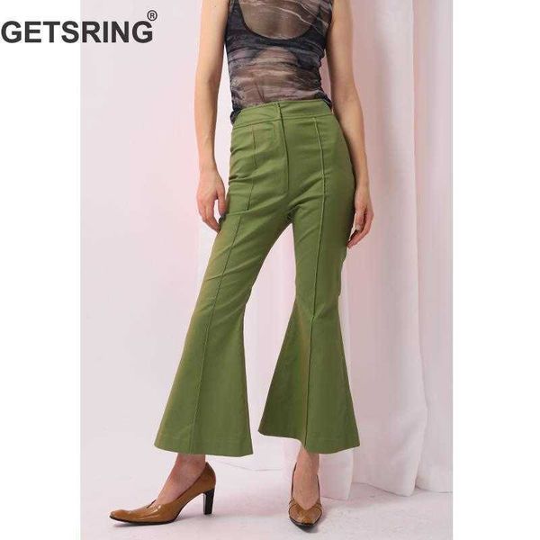 getsring womens pants solid high waist cotton flare lady slim thin nine points trousers all match leisure autumn 210601, Black;white
getsring womens pants solid high waist cotton flare lady slim thin nine points trousers all match leisure autumn 210601, Black;white