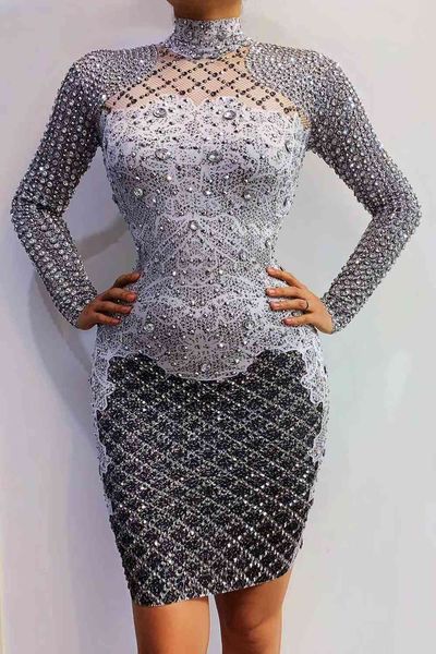 dress silver crystals beading long sleeve bodycon costume bar ds club party dress vestidos, Black;gray
dress silver crystals beading long sleeve bodycon costume bar ds club party dress vestidos, Black;gray