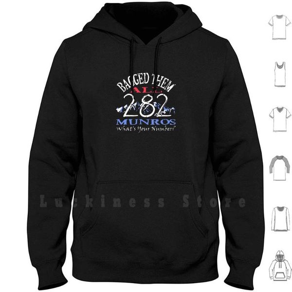 bagged them all 282 scottish munro mountains bagger hoodies long sleeve bagging men's & sweatshirts, Black
bagged them all 282 scottish munro mountains bagger hoodies long sleeve bagging men's & sweatshirts, Black