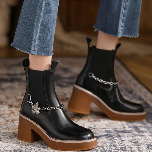 boots punk chain motorcycle women genuine leather high heel ankle female round toe chunky platform pumps shoe casual shoes, Black
boots punk chain motorcycle women genuine leather high heel ankle female round toe chunky platform pumps shoe casual shoes, Black