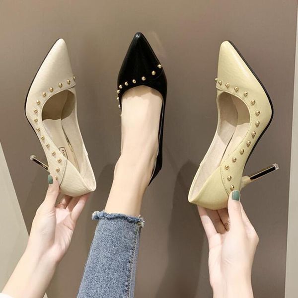 dress shoes high heel women woman 2021 spring fashion women's pointed shallow mouth rivets with heels d24, Black
dress shoes high heel women woman 2021 spring fashion women's pointed shallow mouth rivets with heels d24, Black