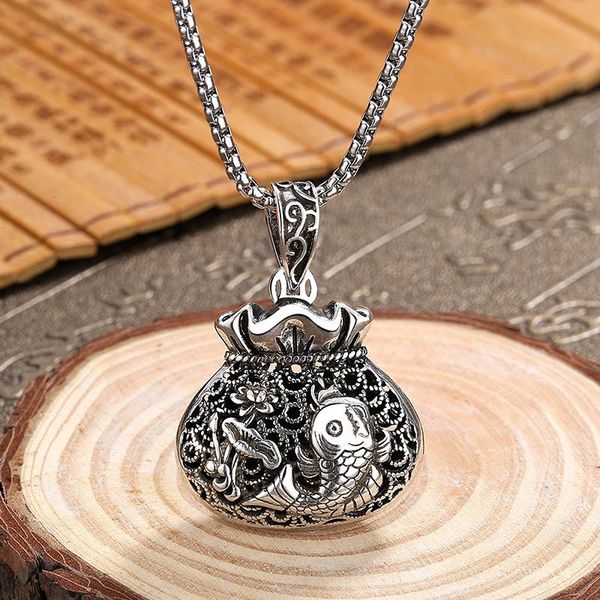 pendant necklaces vintage silver color fu necklace carp purse feng shui wealth good lucky jewelry for men women gifts
pendant necklaces vintage silver color fu necklace carp purse feng shui wealth good lucky jewelry for men women gifts