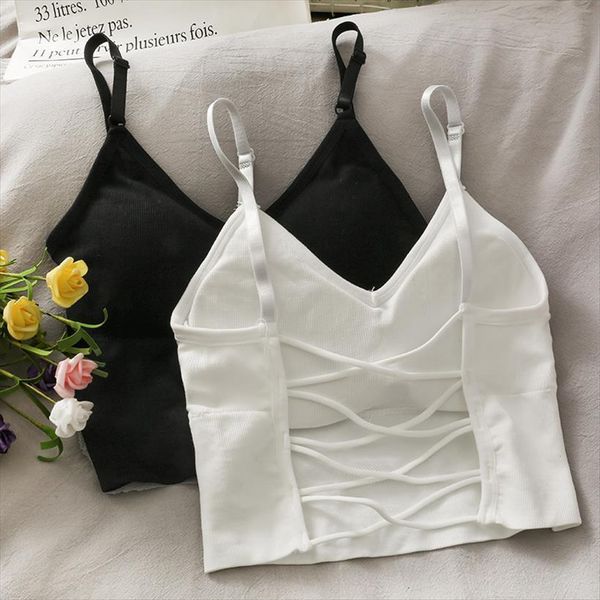 built in women tank bra solid color for crop off shoulder sleeveless camisole, White
built in women tank bra solid color for crop off shoulder sleeveless camisole, White