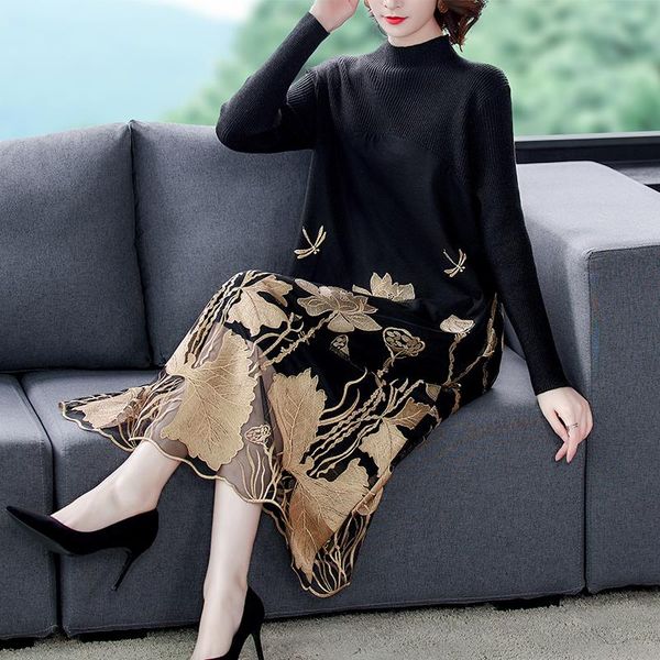 casual dresses 2021 winter women vintage bodycon knitting sweater autumn mesh embroidery blue floral elegant 3xl plus size wool, Black;gray
casual dresses 2021 winter women vintage bodycon knitting sweater autumn mesh embroidery blue floral elegant 3xl plus size wool, Black;gray