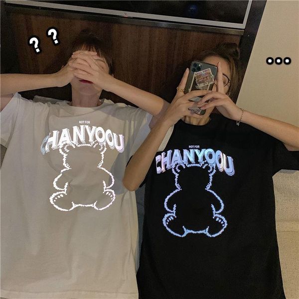 women's t-shirt reflective bear t shirt streetwear fashion oversized tshirt harajuku japan women black punk female summer cute shirts, White
women's t-shirt reflective bear t shirt streetwear fashion oversized tshirt harajuku japan women black punk female summer cute shirts, White