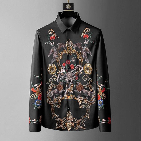 men's casual shirts luxury print men long sleeve slim fit shirt male business formal dress streetwear party chemise homme, White;black
men's casual shirts luxury print men long sleeve slim fit shirt male business formal dress streetwear party chemise homme, White;black