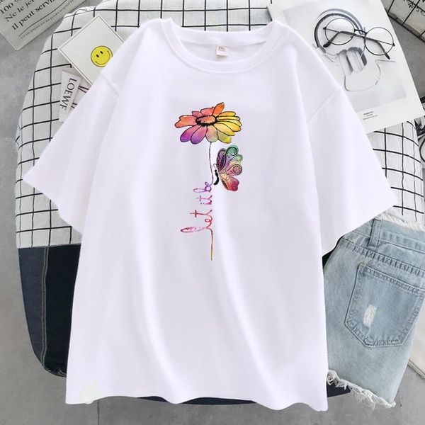 women's t-shirt women soft loose t shirts fashion casual tee clothes breathable t-shirts let it be flower butterfly printed, White
women's t-shirt women soft loose t shirts fashion casual tee clothes breathable t-shirts let it be flower butterfly printed, White