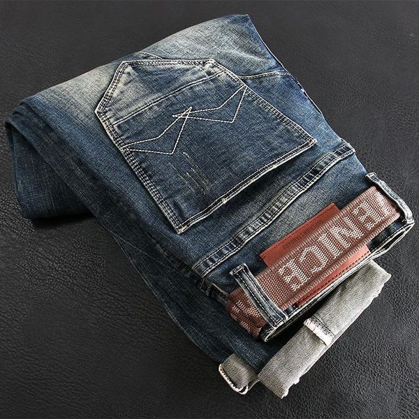 men's jeans ly vintage fashion men retro blue spliced designer slim fit ripped hip hop casual denim pants
men's jeans ly vintage fashion men retro blue spliced designer slim fit ripped hip hop casual denim pants