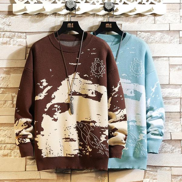 men's sweaters hip hop streetwear 2021 blue brown print long sleeves autumn winter pullover knitted o-neck oversize 6xl 7xl, White;black
men's sweaters hip hop streetwear 2021 blue brown print long sleeves autumn winter pullover knitted o-neck oversize 6xl 7xl, White;black