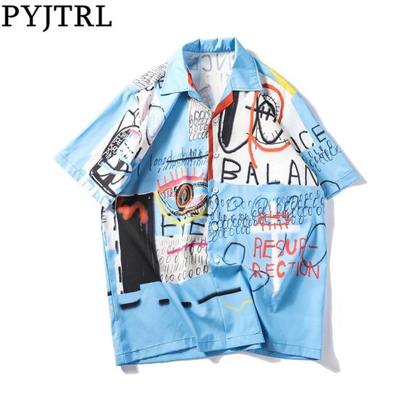 pyjtrl men short sleeve shirt beach shirt summer thin 210708, White;black