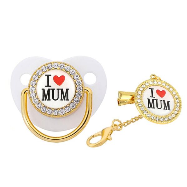 pacifiers# luxury i love mama bling pacifier with chain clips born infant food grade silicone dummy nipples for baby shower gift
pacifiers# luxury i love mama bling pacifier with chain clips born infant food grade silicone dummy nipples for baby shower gift
