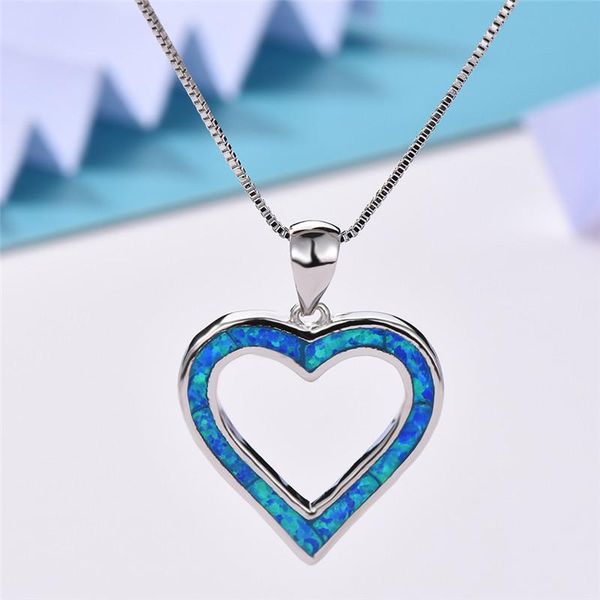 pendant necklaces vintage hollow heart necklace white blue opal stone bridal wedding charm silver color chain for women
pendant necklaces vintage hollow heart necklace white blue opal stone bridal wedding charm silver color chain for women