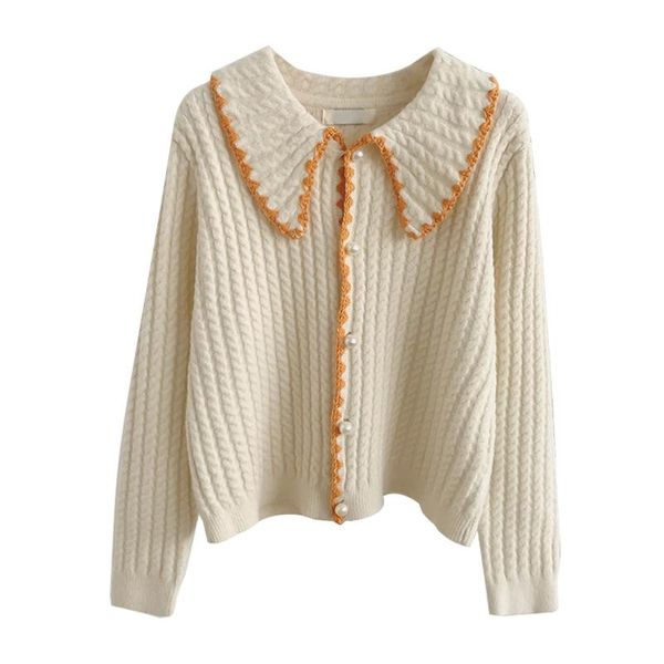 women's knits & tees wsyore contrasting color sweater coat women spring and autumn female student doll collar knitted cardigan jacket n, White
women's knits & tees wsyore contrasting color sweater coat women spring and autumn female student doll collar knitted cardigan jacket n, White
