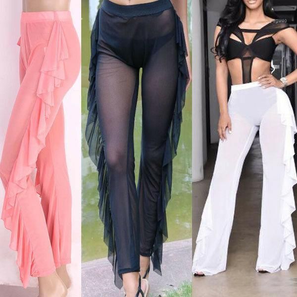 women 2021 summer see through sheer pants leg semi see-through long leggings mesh wide cover-ups beachwear women's swimwear, White;black
women 2021 summer see through sheer pants leg semi see-through long leggings mesh wide cover-ups beachwear women's swimwear, White;black