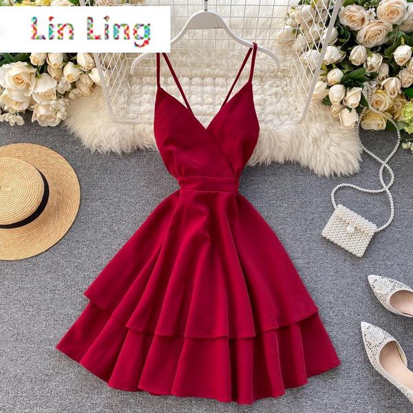 casual dresses linling summer 2021 women dress chic spaghetti strap vestidos sweet v-neck backless slim waist ruffle beach robe, Black;gray
casual dresses linling summer 2021 women dress chic spaghetti strap vestidos sweet v-neck backless slim waist ruffle beach robe, Black;gray