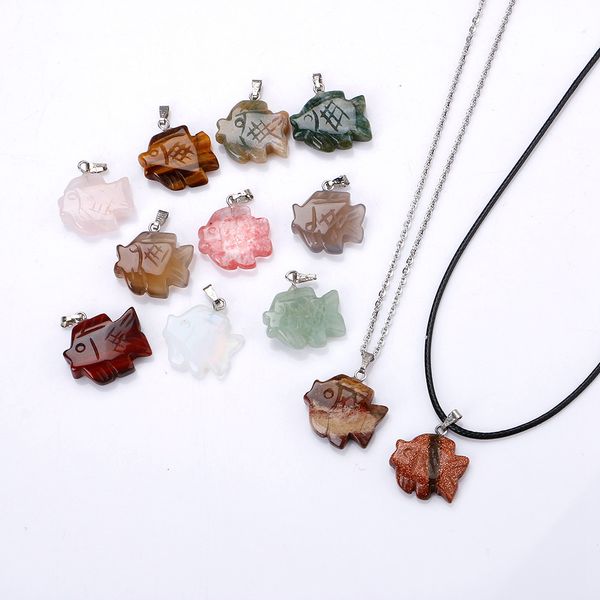 natural crystal rose quartz carved fish shape stone pendant necklace chakra healing jewelry for women men, Silver
natural crystal rose quartz carved fish shape stone pendant necklace chakra healing jewelry for women men, Silver