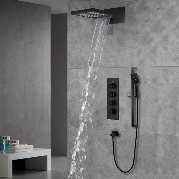 bathroom shower sets set rainfall waterfall concealed massage black faucet 304 stainless steel head wall-mount rain-style mixer tap
bathroom shower sets set rainfall waterfall concealed massage black faucet 304 stainless steel head wall-mount rain-style mixer tap