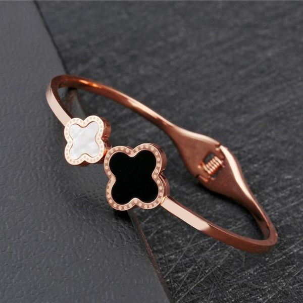 bangle classic black and white shell four-leaf clover stainless steel fashion rose gold ladies star bracelet
bangle classic black and white shell four-leaf clover stainless steel fashion rose gold ladies star bracelet