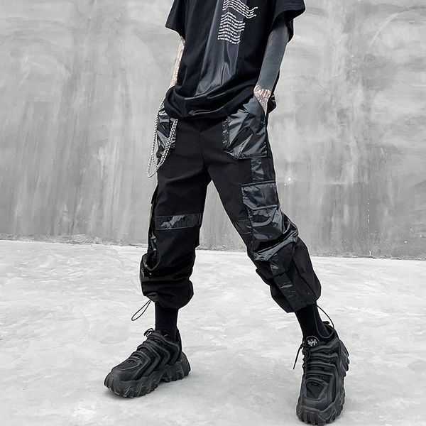 high street personality stitching pu multi-pocket overalls male punk trousers fashion men's pants, Black
high street personality stitching pu multi-pocket overalls male punk trousers fashion men's pants, Black
