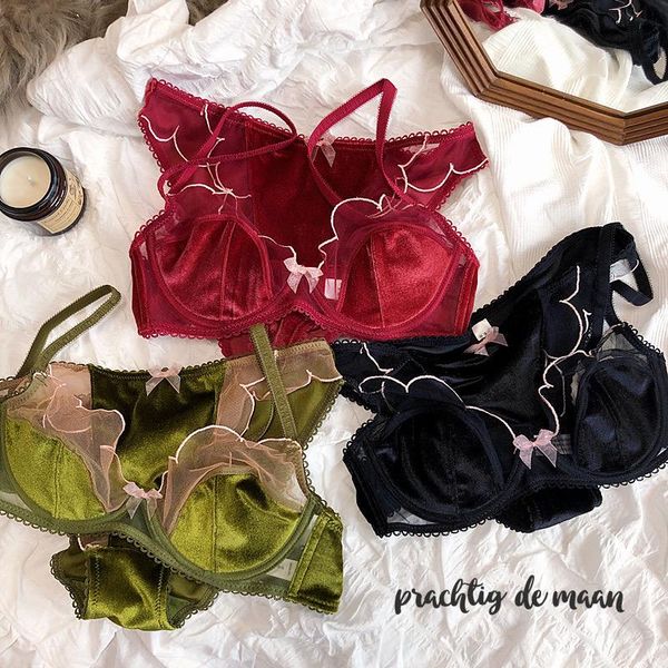 bras sets 2021 3 colors velvet comfortable gathered underwear women wireless adjustable cotton set floral lace bra and panty, Red;black
bras sets 2021 3 colors velvet comfortable gathered underwear women wireless adjustable cotton set floral lace bra and panty, Red;black