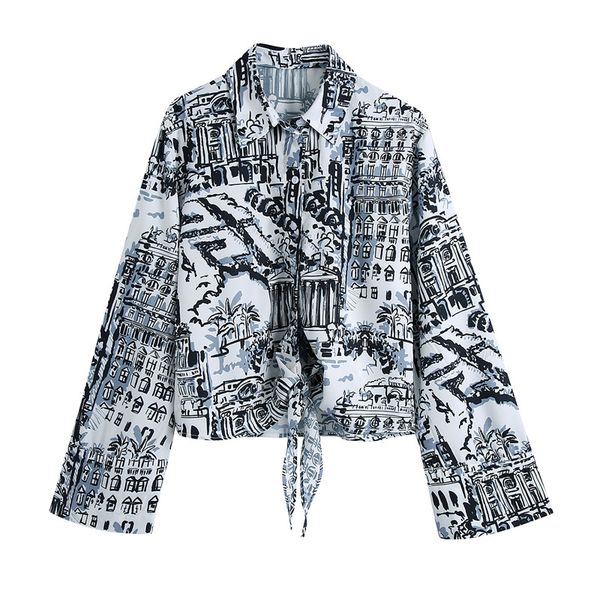 fashion v-neck print loose women shirt causal hem knot long sleeve women's blouse 210430, White
fashion v-neck print loose women shirt causal hem knot long sleeve women's blouse 210430, White