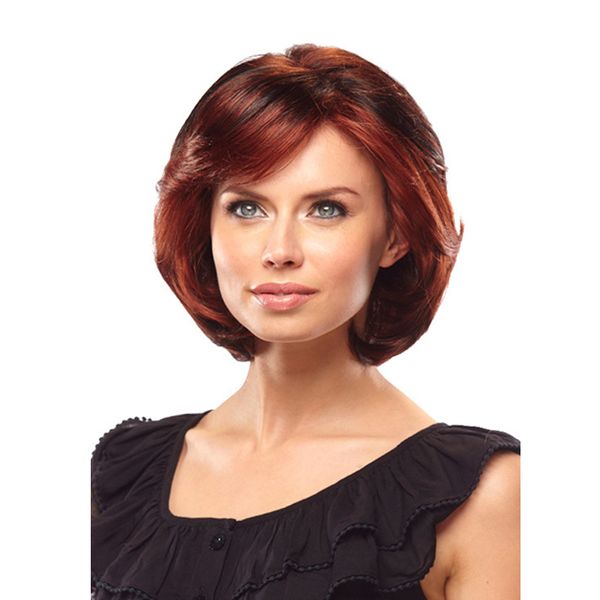 lady short omber brown nature wavy wig synthetic wig with side part bangs heat resistant fiber forwomen daily party use, Black
lady short omber brown nature wavy wig synthetic wig with side part bangs heat resistant fiber forwomen daily party use, Black