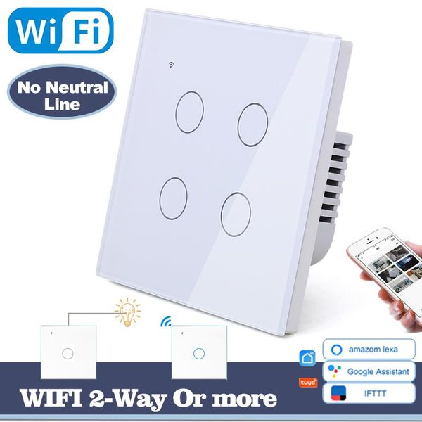 smart home control (no need neutral line) wifi touch light wall switch white glass blue led phone 4 gang 2 way alexa google
smart home control (no need neutral line) wifi touch light wall switch white glass blue led phone 4 gang 2 way alexa google