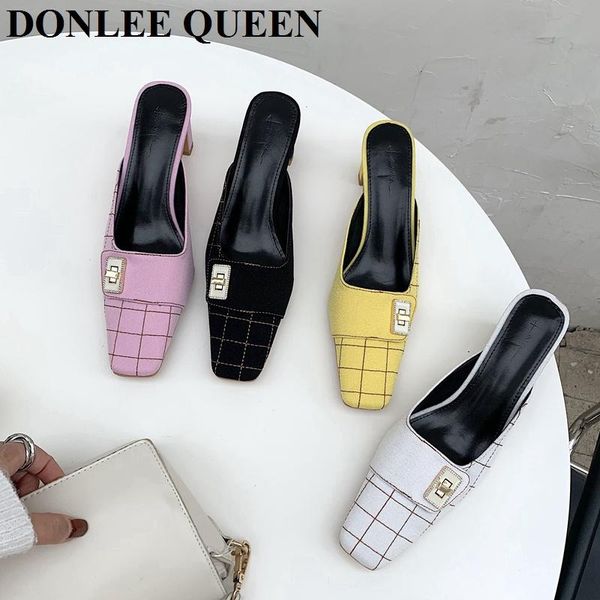 spring mule slippers women thick high heel shallow pumps square toe slides fashion gingham shoes casual outdoor slipper, Black
spring mule slippers women thick high heel shallow pumps square toe slides fashion gingham shoes casual outdoor slipper, Black
