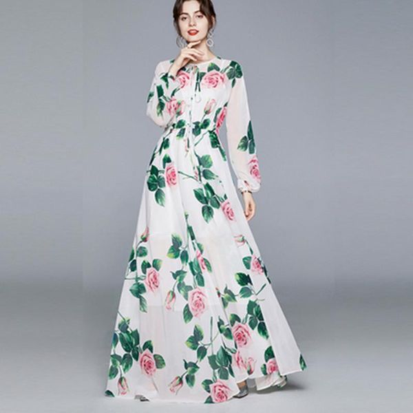 casual dresses runway designer 2021 autumn flower maxi dress women long sleeve rose floral print elastic waist chiffon banquet, Black;gray
casual dresses runway designer 2021 autumn flower maxi dress women long sleeve rose floral print elastic waist chiffon banquet, Black;gray