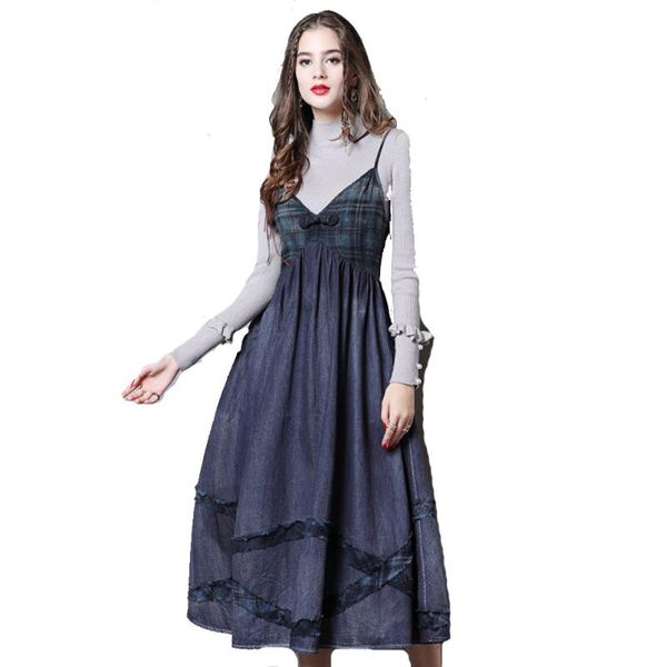 casual dresses 2021 autumn plaid spilicing sleeveless braces denim dress check designed loose big lap clothing for women fs1037, Black;gray
casual dresses 2021 autumn plaid spilicing sleeveless braces denim dress check designed loose big lap clothing for women fs1037, Black;gray