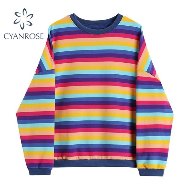 rainbow striped sweatshirts women pullover long sleeve streetwear sportswear female oversized relax korean harajuku ins 210515, Black
rainbow striped sweatshirts women pullover long sleeve streetwear sportswear female oversized relax korean harajuku ins 210515, Black