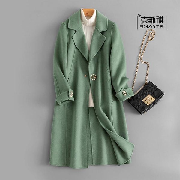 women's wool & blends avocado green double-sided cashmere overcoat mid long 2021 temperament woolen slim fit, Black
women's wool & blends avocado green double-sided cashmere overcoat mid long 2021 temperament woolen slim fit, Black