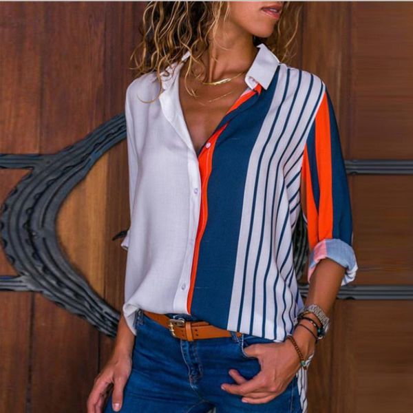 women's blouses & shirts plus size women long sleeve turn down collar shirt chiffon blouse casual womens and striped clothes, White
women's blouses & shirts plus size women long sleeve turn down collar shirt chiffon blouse casual womens and striped clothes, White