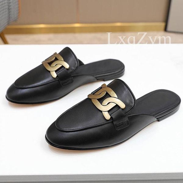 luxury mules shoes women low heel genuine leather slides metal decor closed toe loafers shoes stylish casual pump half slippers, Black
luxury mules shoes women low heel genuine leather slides metal decor closed toe loafers shoes stylish casual pump half slippers, Black