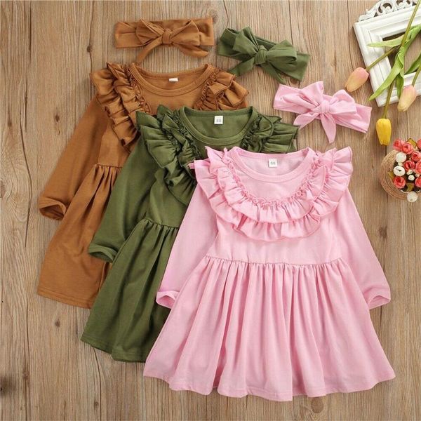 1-6years toddler kid baby girls solid color ruffle dresses + headband party long sleeve 2pcs outfits set girl's, Red;yellow
1-6years toddler kid baby girls solid color ruffle dresses + headband party long sleeve 2pcs outfits set girl's, Red;yellow