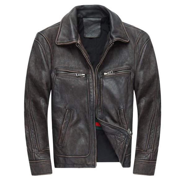 retro men vintage brown genuine leather jacket fashion motorcycle jackets thick cowhide winter coats men's & faux, Black
retro men vintage brown genuine leather jacket fashion motorcycle jackets thick cowhide winter coats men's & faux, Black