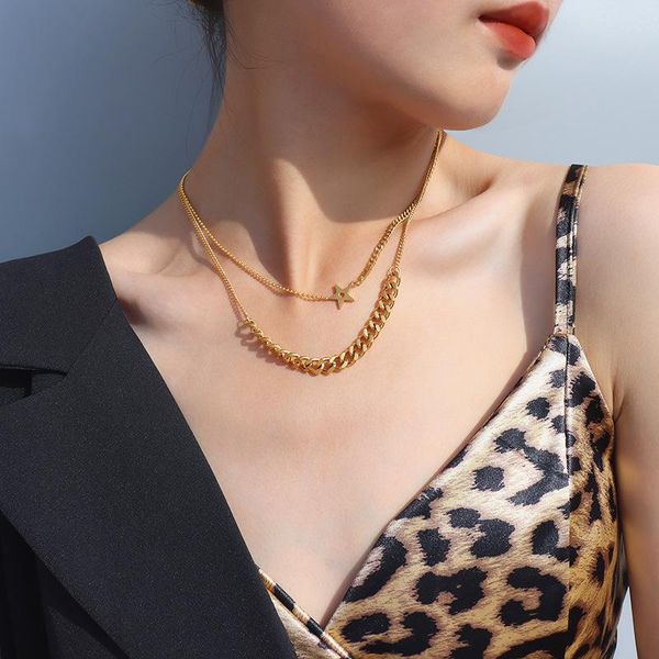 chains tarnish multi layer stainless steel star pendant necklaces for women fashion gold plated long round jewelry, Silver
chains tarnish multi layer stainless steel star pendant necklaces for women fashion gold plated long round jewelry, Silver