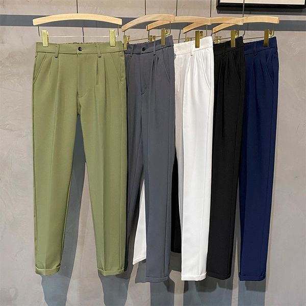 men's pants spring casual blazers nine points elastic waist little feet trend ins harajuku style drape suit trousers, Black
men's pants spring casual blazers nine points elastic waist little feet trend ins harajuku style drape suit trousers, Black