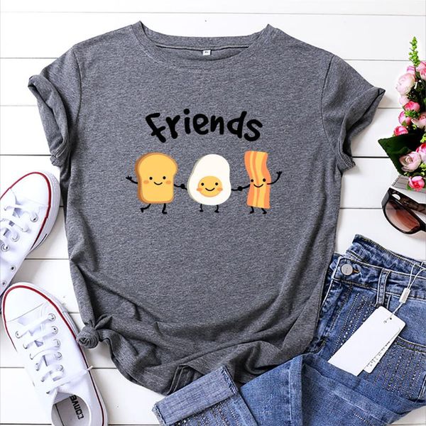 women's t-shirt 100% cotton oversized o-neck short sleeve harajuku street colorful food egg bacon noodles casual female, White
women's t-shirt 100% cotton oversized o-neck short sleeve harajuku street colorful food egg bacon noodles casual female, White