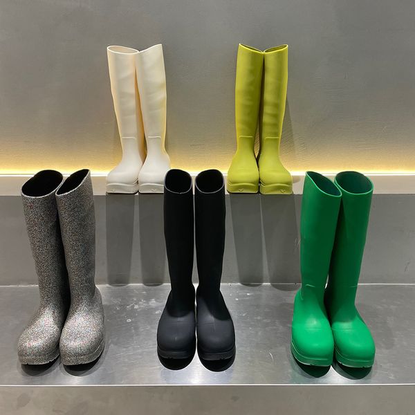 high version designer boots jelly color green rain knee boot trend with wavy bottom lines to increase breathable sheepskin foot pads gift, Black
high version designer boots jelly color green rain knee boot trend with wavy bottom lines to increase breathable sheepskin foot pads gift, Black