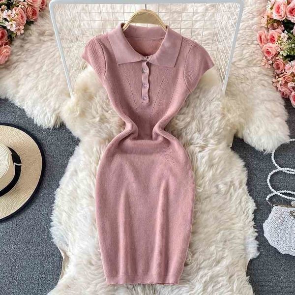 european and american ins bag hip vest summer stretch tight polo collar short sleeve dress 210525, Black;gray
european and american ins bag hip vest summer stretch tight polo collar short sleeve dress 210525, Black;gray