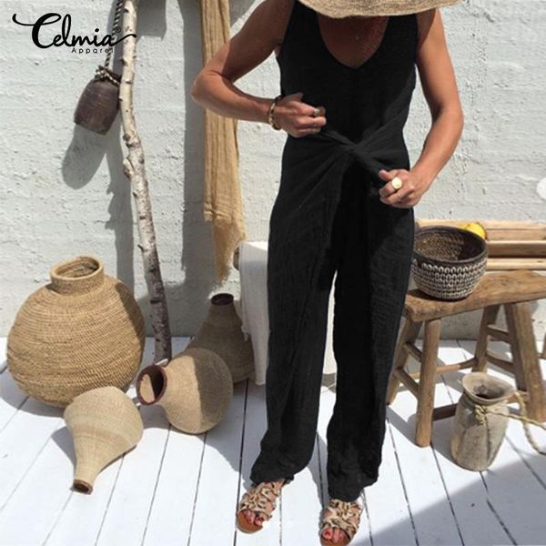 women's jumpsuits & rompers women vintage celmia 2021 summer sleeveless loose casual solid fashion knotted playsuits plus size overalls, Black;white
women's jumpsuits & rompers women vintage celmia 2021 summer sleeveless loose casual solid fashion knotted playsuits plus size overalls, Black;white